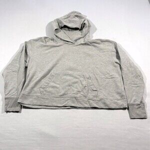 James Perse Womens Gray Cotton Poly Crop Pullover Hoodie Top Sweatshirt Sz 2 M
